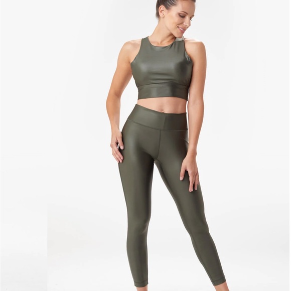 Lole Ankle Leggings - Olive Green - Workout Pants - Spandex - High Rise - Picture 6 of 10